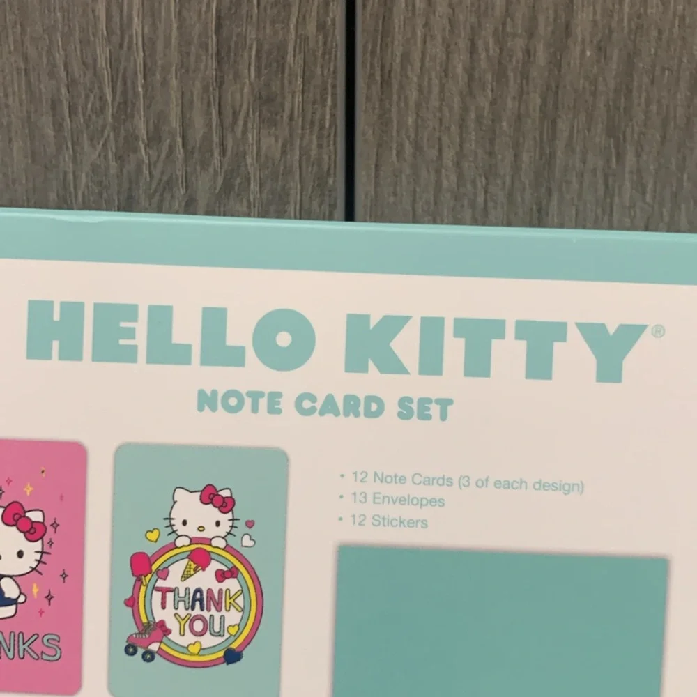 Sanrio Hello Kitty Box Of 12 Assorted Note Card Set & Stickers New In Box